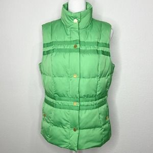 Lilly Pulitzer KATE Green Sleeveless Full Zip Puffer Vest Sz M